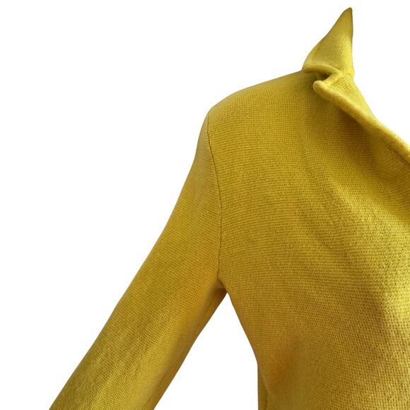 Talbots S Petite Yellow Sweater Blazer Knit Merino Wool Preppy - Picture 4 of 10